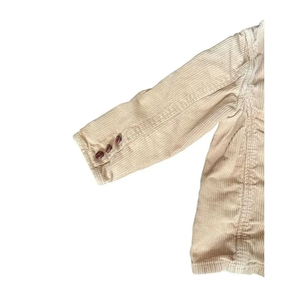 Oshkosh BGosh Boys Corduroy Jacket Size 5 Tan With Plaid Lining & Button Closure